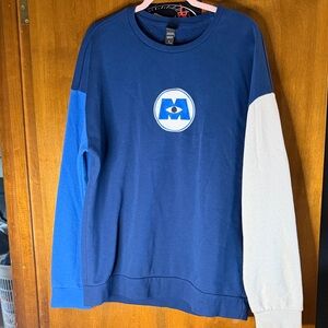 Disney Pixar Monsters Inc Blue and White XL Sweatshirt